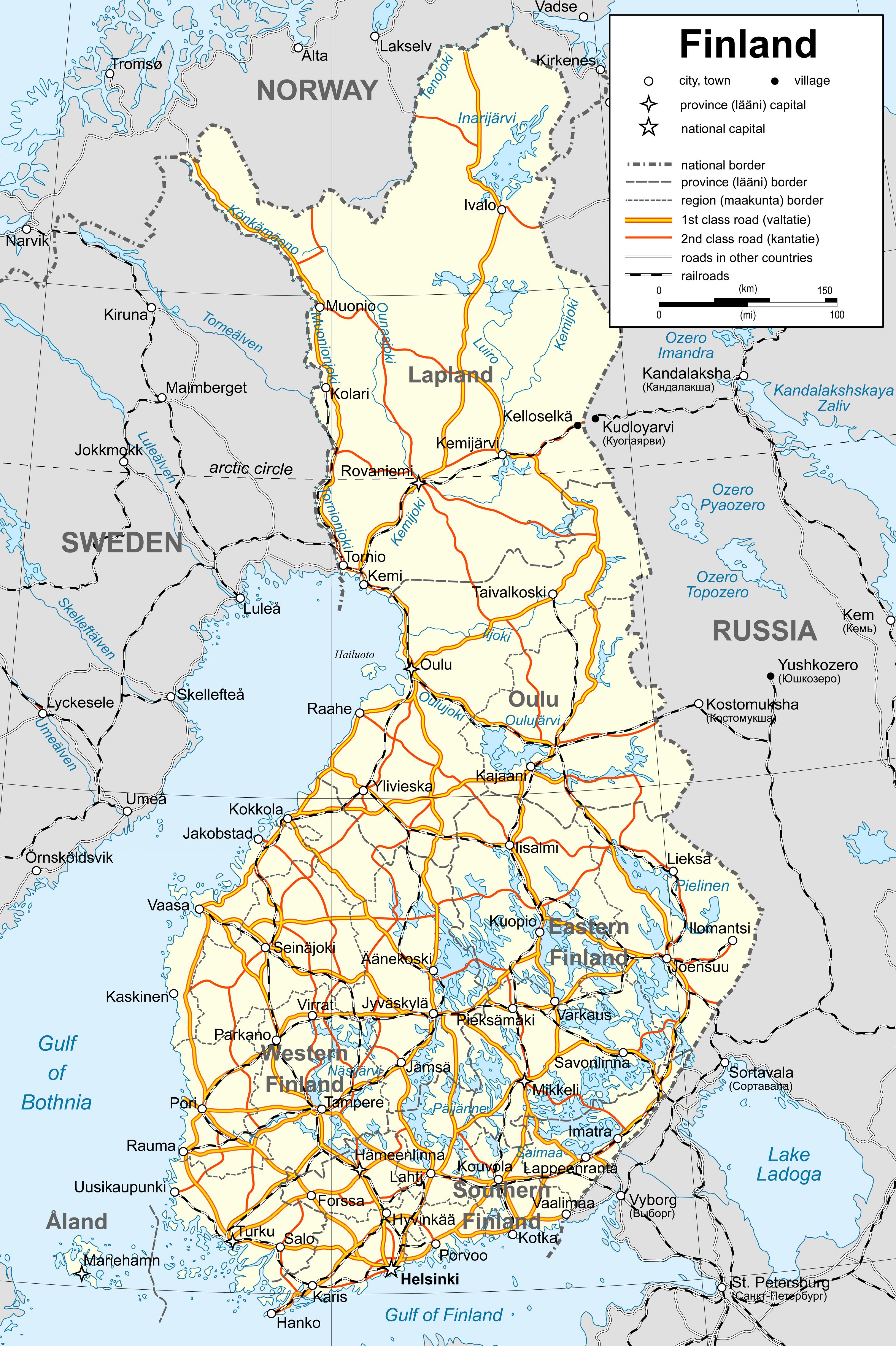 Suomen poliittinen kartta - Kartta Suomen poliittinen (Pohjois-Eurooppa -  Eurooppa)