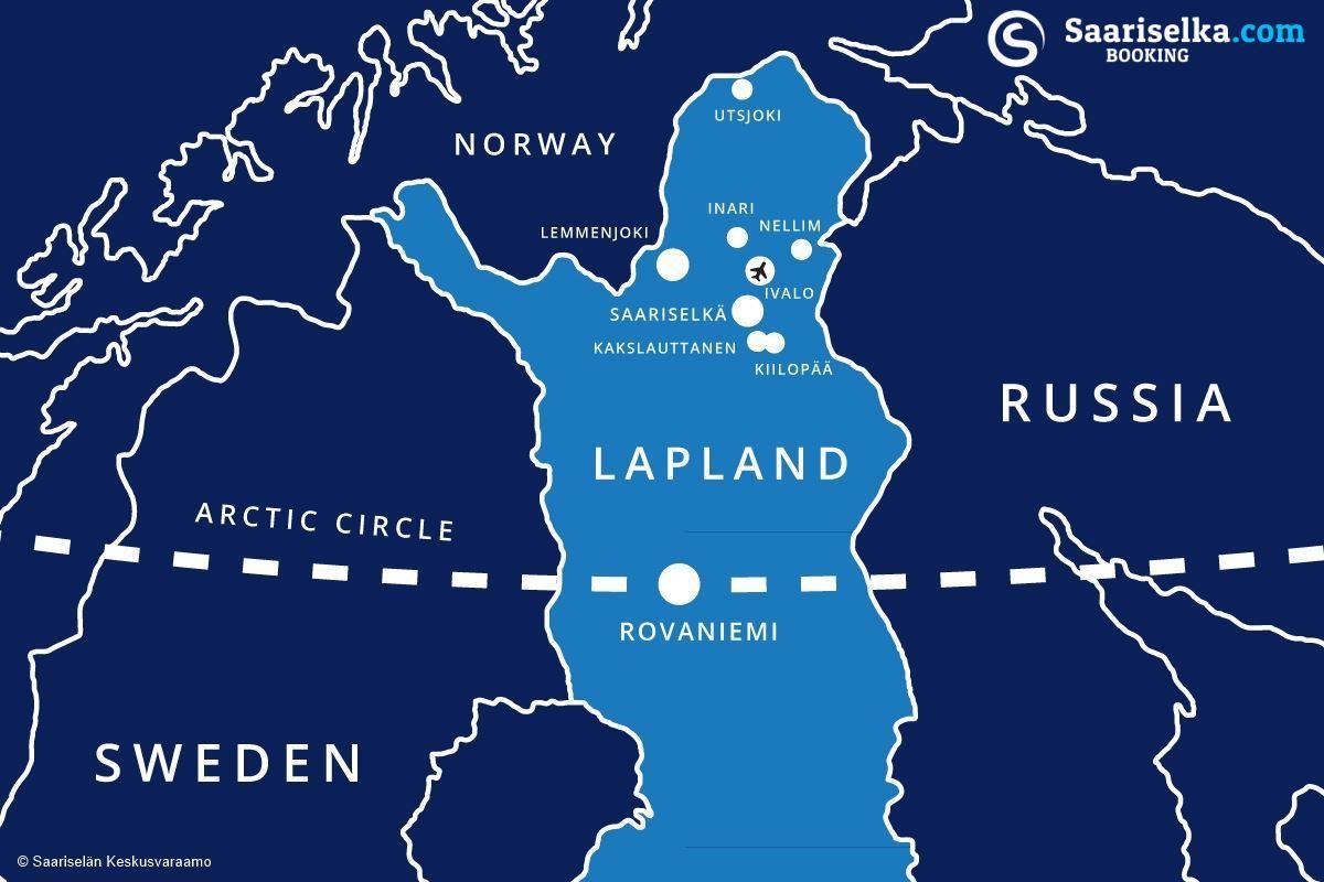 Saariselän Suomen kartta - Kartta saariselka-Suomessa (Pohjois-Eurooppa -  Eurooppa)