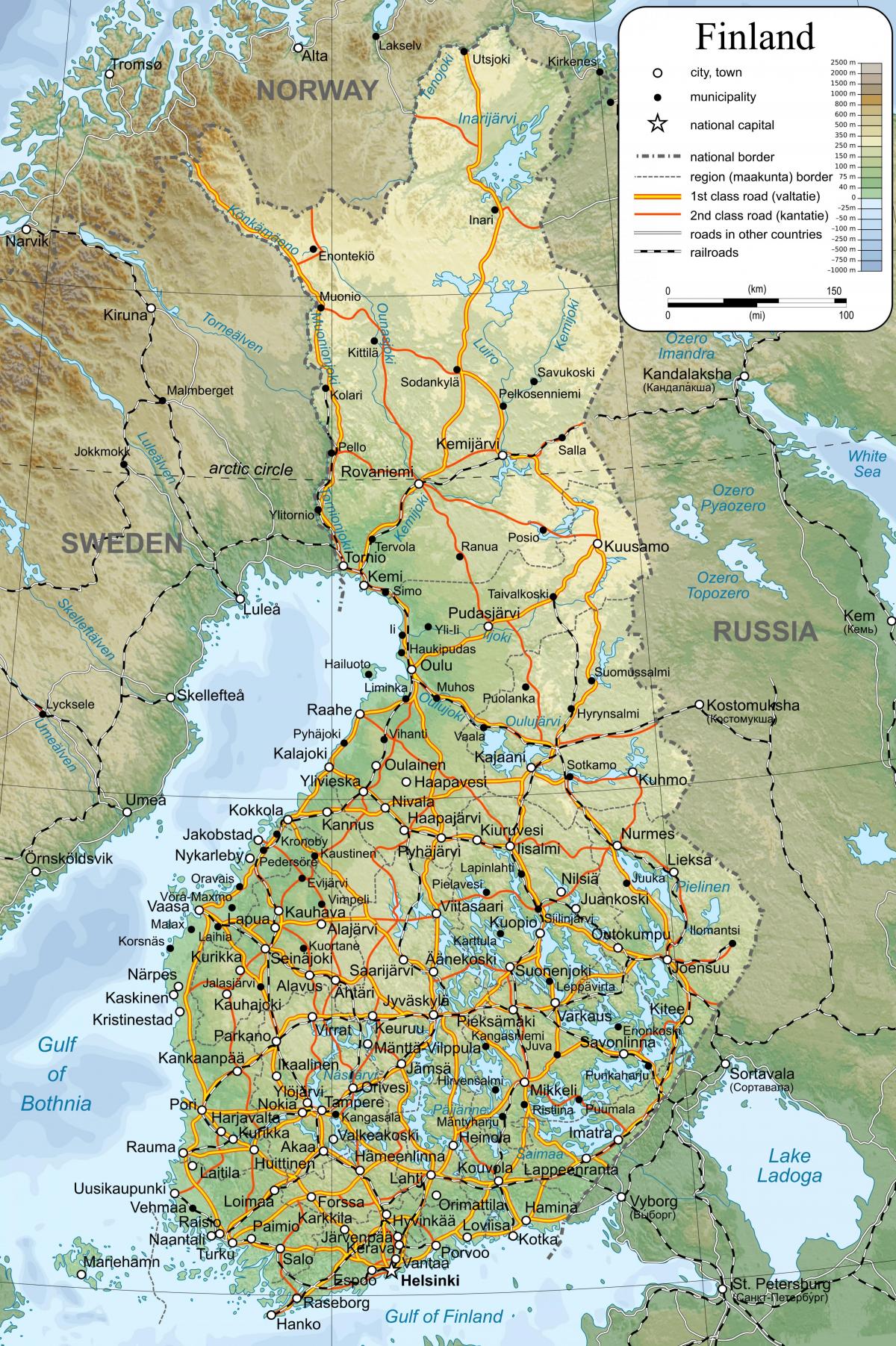 Kartta yksityiskohtainen kartta Suomi