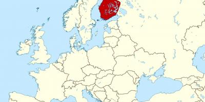 Maailman kartta osoittaa Suomen
